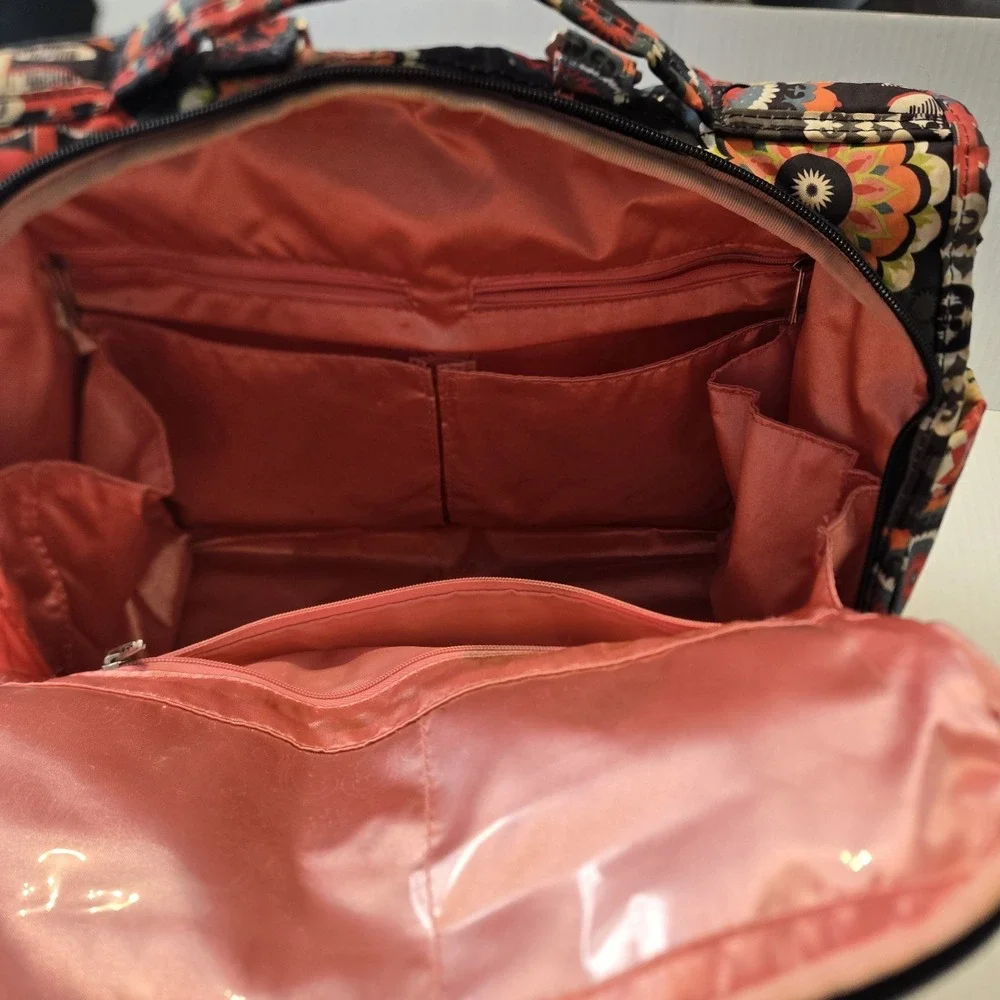 Ju Ju Be Dancing Dahlias floral Diaper Bag or cosmetic/ travel bag.Multi Pockets